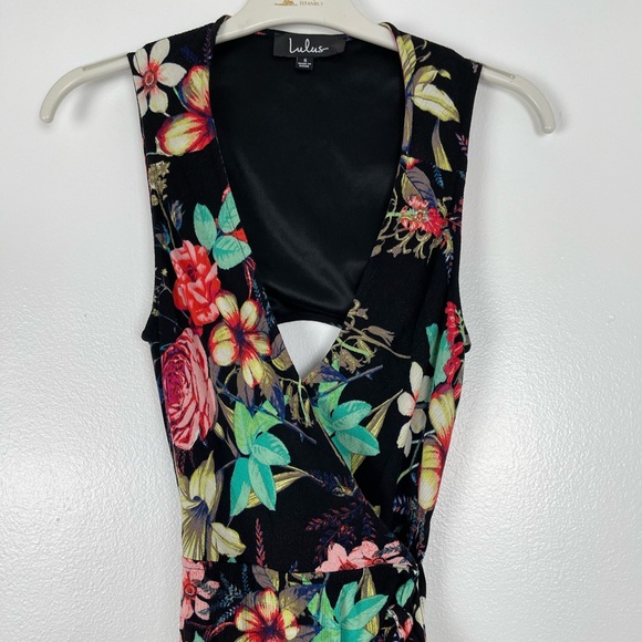 Lulu’s Floral True Wrap Hi-Low 100% Rayon Back Cut Out Maxi Dress Size Small - Picture 5 of 14